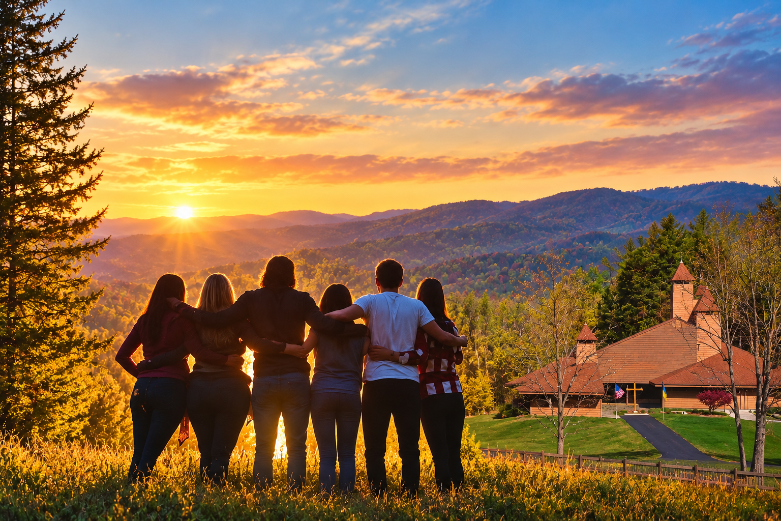 Friends Watching a Mountain Sunset